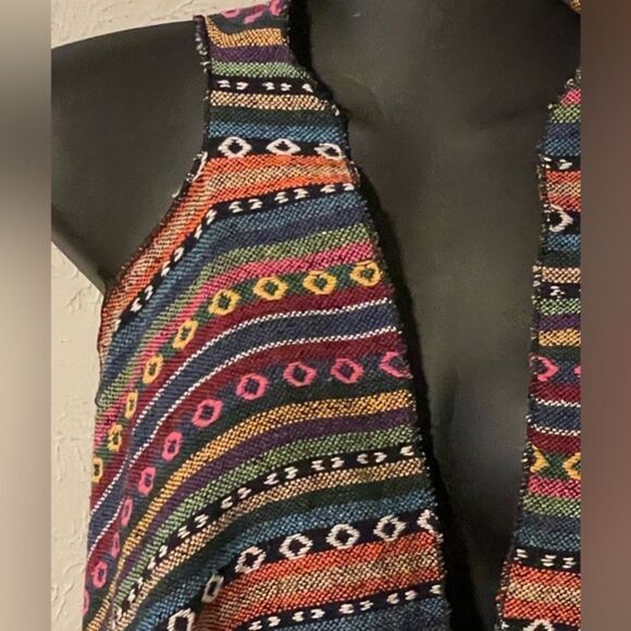 Small Grace & Emma Southwest design embroidered open front striped Boho vest - Picture 6 of 13